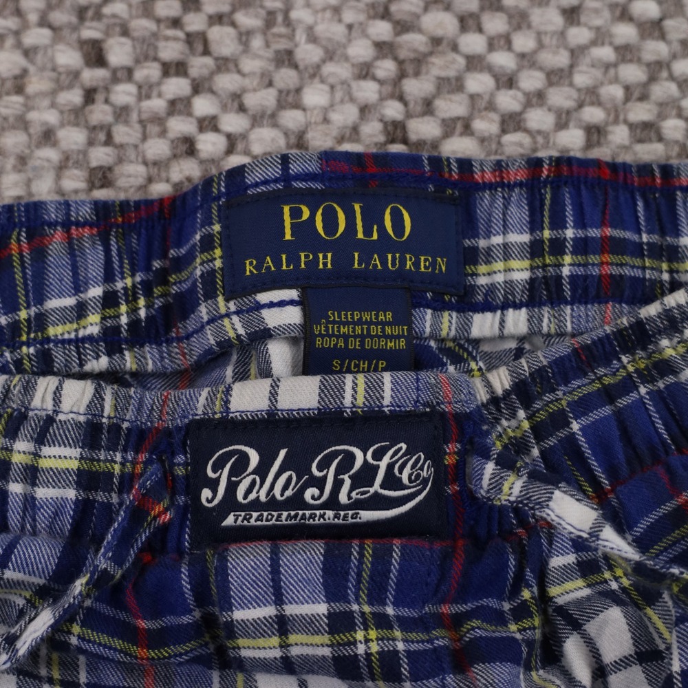 Polo Ralph Lauren Pajama Pants Mens S Blue Plaid Excellent Pony Logo Sleepwear